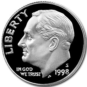1998-S Silver Roosevelt Dime Gem Proof 1998-S Silver Roosevelt Dime Gem Proof